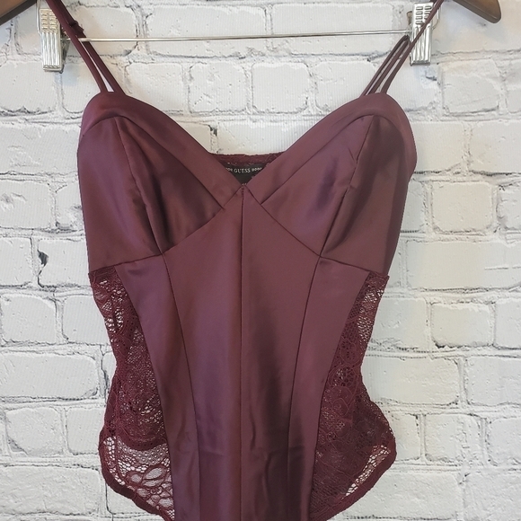 GUESS Lory Mix Bodysuit Sz. XS Cherry Wood* Final Sale!* - Picture 5 of 10